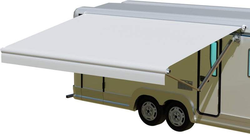 CYLAND RV Awning Fabric Replacement,18.5oz Outdoor Vinyl Camper Trailer Motorized Awning Replacement for Motorhome,Heavy Duty Weatherproof RV Canopy 10'(Fabric 9'2") White - Image 1